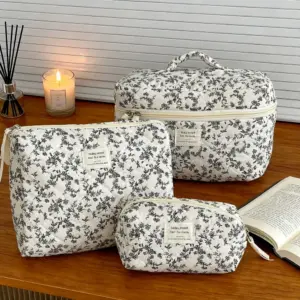 Blue Makeup Pouch Large Floral Design