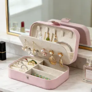 Portable Multi-Compartment Jewelry Box